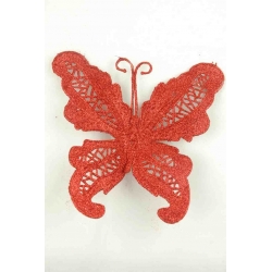 Motyl z brokatem czerwony A1-0378-1